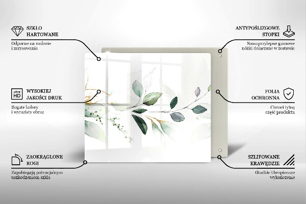 Kalené sklo za sporák Akvarelové listy