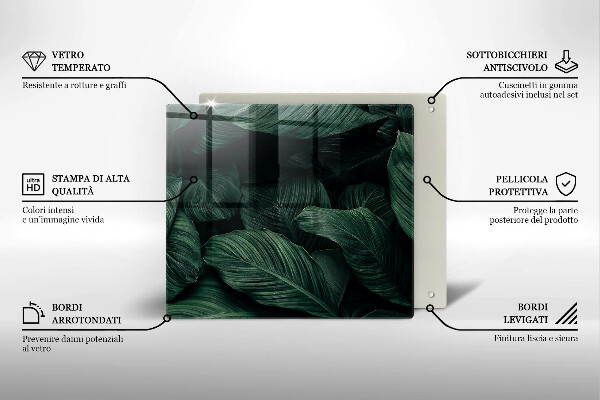 Kalené sklo za sporák Tmavé listy