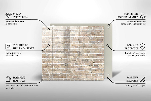 Kalené sklo za sporák Svetlá tehlová stena