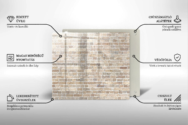 Kalené sklo za sporák Svetlá tehlová stena