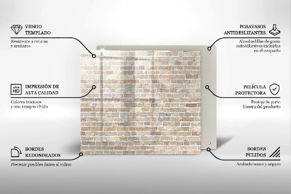 Kalené sklo za sporák Svetlá tehlová stena