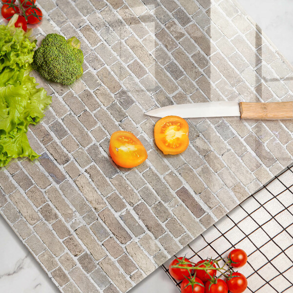 Kalené sklo za sporák Svetlá tehlová stena