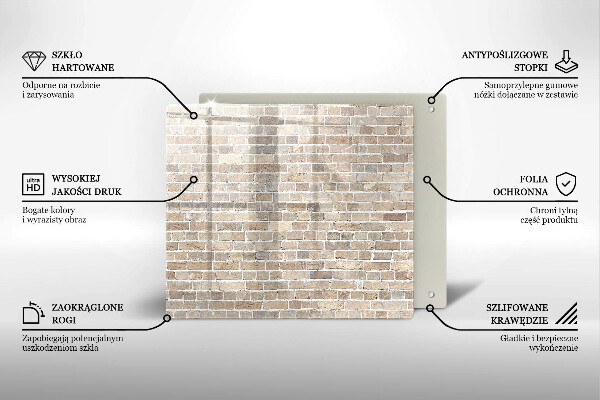 Kalené sklo za sporák Svetlá tehlová stena