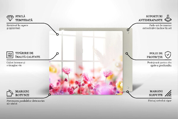 Kalené sklo za sporák Kvetinová lúka