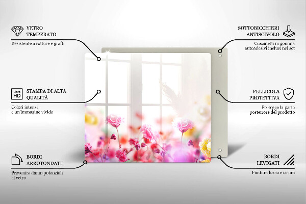 Kalené sklo za sporák Kvetinová lúka