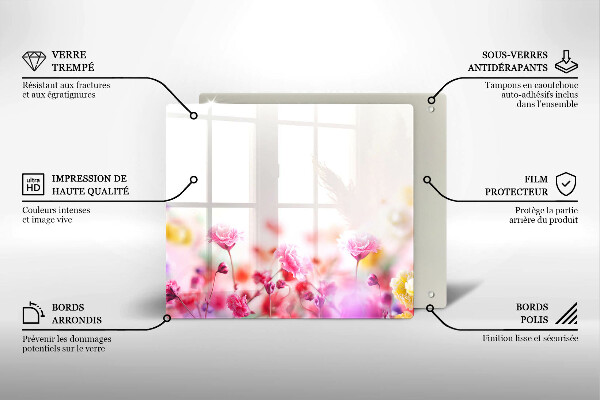 Kalené sklo za sporák Kvetinová lúka