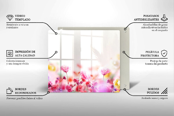 Kalené sklo za sporák Kvetinová lúka