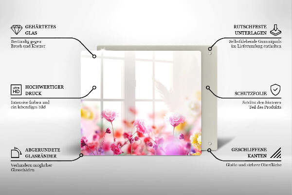 Kalené sklo za sporák Kvetinová lúka