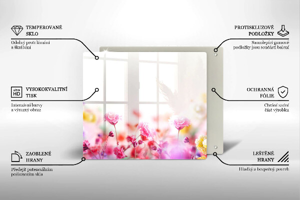 Kalené sklo za sporák Kvetinová lúka