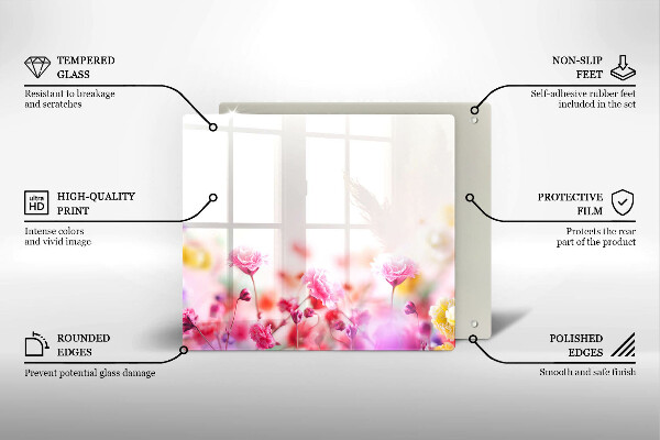 Kalené sklo za sporák Kvetinová lúka