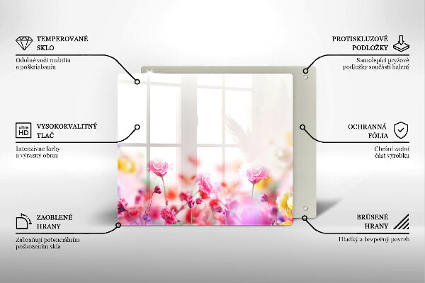 Kalené sklo za sporák Kvetinová lúka