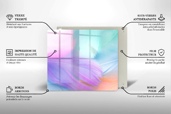 Kalené sklo za sporák Pastelové perie