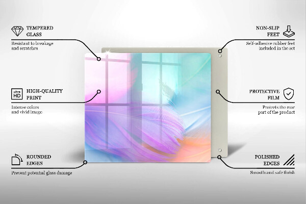 Kalené sklo za sporák Pastelové perie