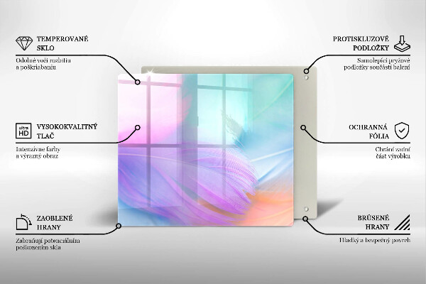 Kalené sklo za sporák Pastelové perie