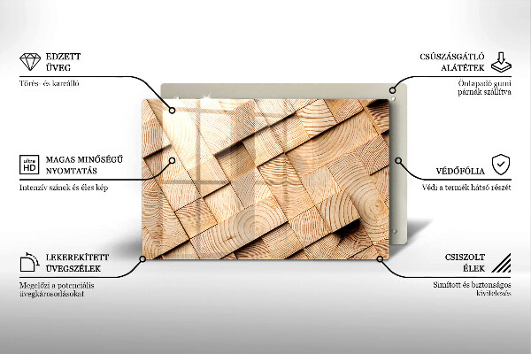 Kalené sklo za sporák Drevené štvorce