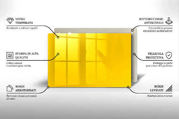 Sklenený kryt za sporák žltá