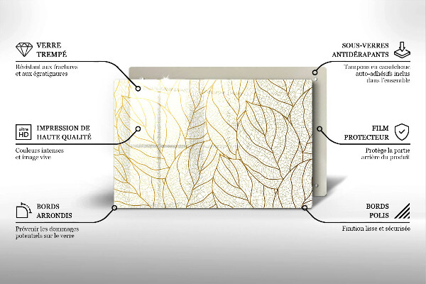 Sklo za varnú dosku Line-art listov vzor