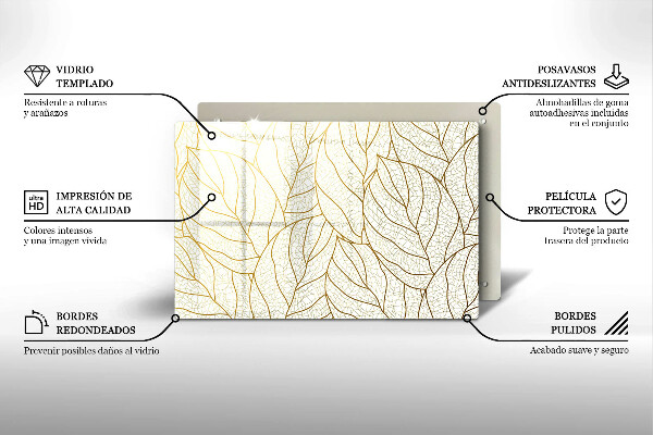 Sklo za varnú dosku Line-art listov vzor