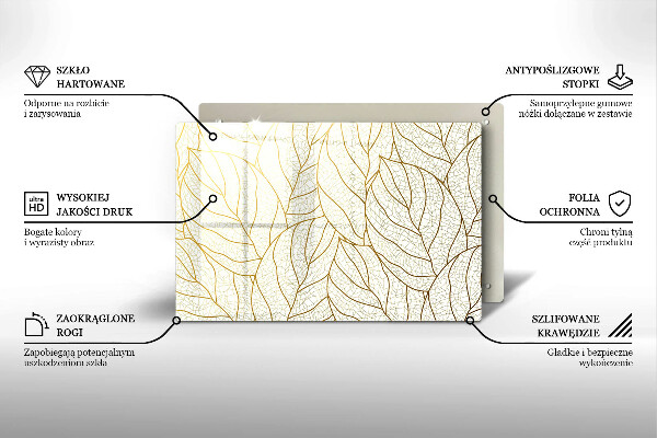Sklo za varnú dosku Line-art listov vzor
