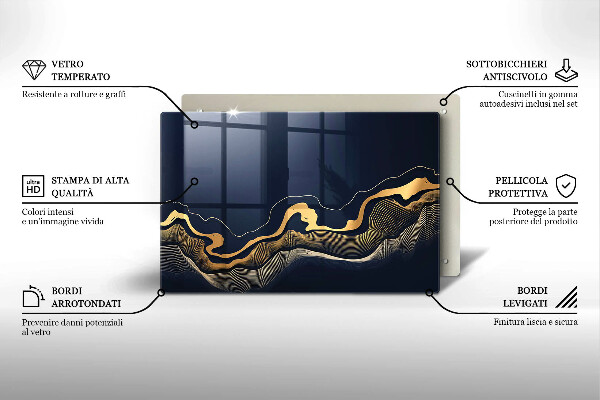 Sklo za varnú dosku Abstraktné zlaté čiary