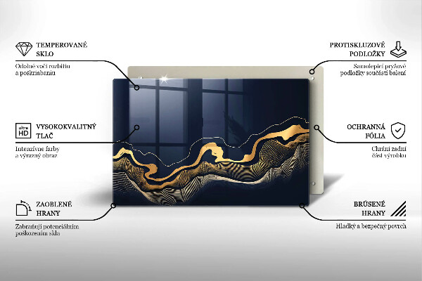 Sklo za varnú dosku Abstraktné zlaté čiary