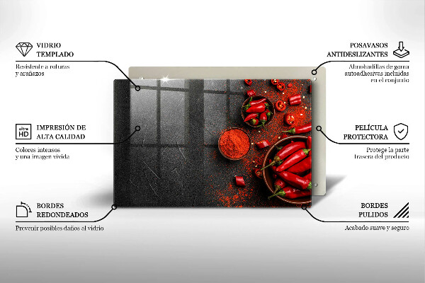 Kalené sklo za sporák Červené chilli papričky