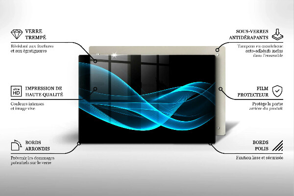 Kalené sklo za sporák Modrá abstrakcia