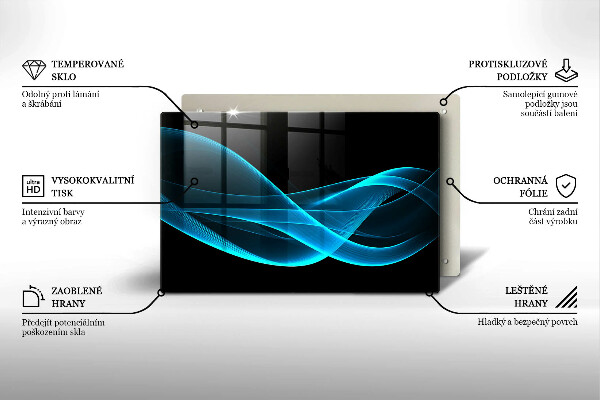 Kalené sklo za sporák Modrá abstrakcia