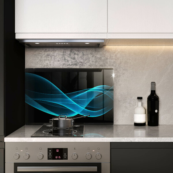 Kalené sklo za sporák Modrá abstrakcia