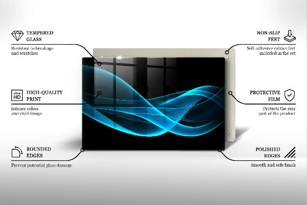 Kalené sklo za sporák Modrá abstrakcia