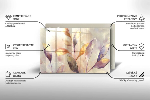 Kalené sklo za sporák Maľované boho listy