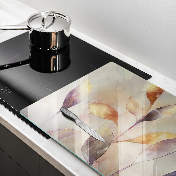 Kalené sklo za sporák Maľované boho listy