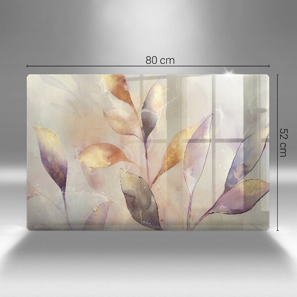 Kalené sklo za sporák Maľované boho listy