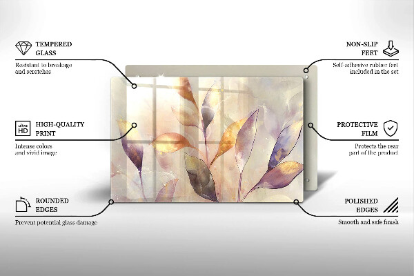 Kalené sklo za sporák Maľované boho listy