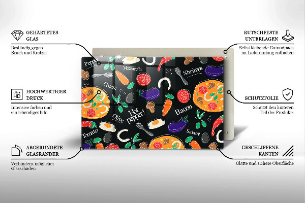 Sklo za varnú dosku Jedlo ilustrácie