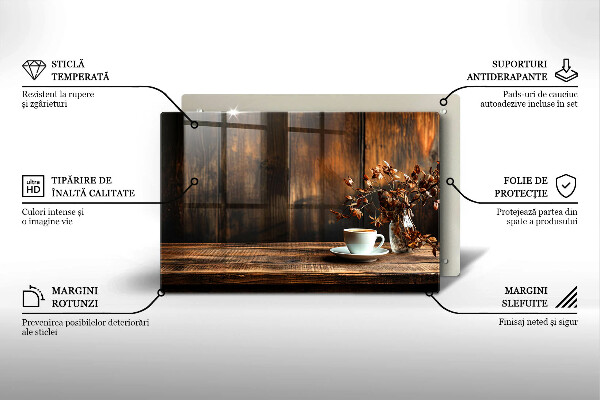 Krycia doska na sporák Šálka na kávu a drevo