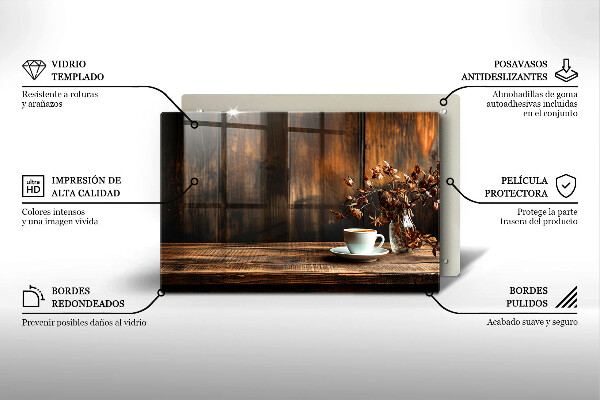 Krycia doska na sporák Šálka na kávu a drevo