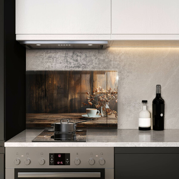 Krycia doska na sporák Šálka na kávu a drevo