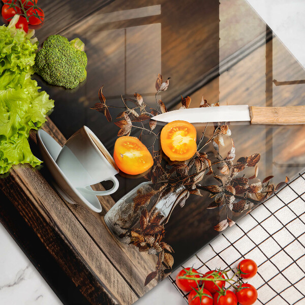 Krycia doska na sporák Šálka na kávu a drevo