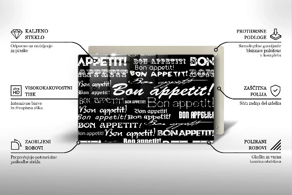 Sklo za varnú dosku Kuchynské titulky Bon appetit