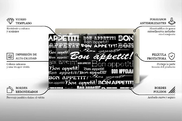 Sklo za varnú dosku Kuchynské titulky Bon appetit