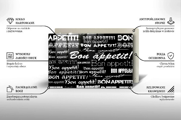 Sklo za varnú dosku Kuchynské titulky Bon appetit
