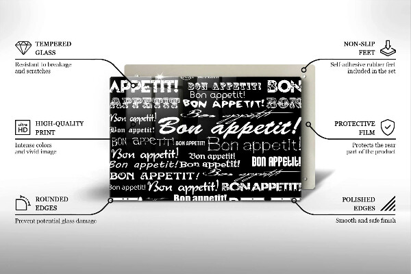 Sklo za varnú dosku Kuchynské titulky Bon appetit