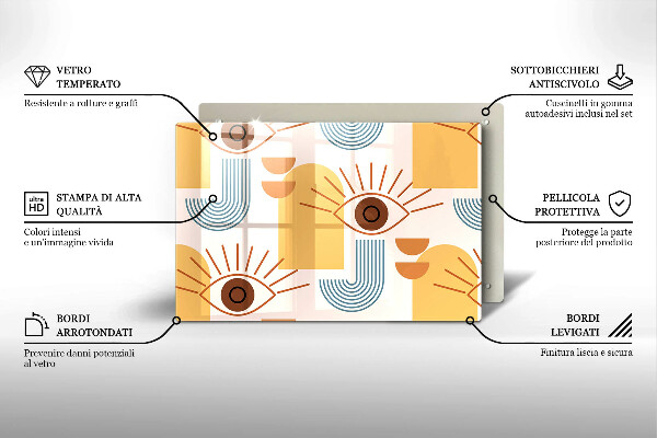 Sklo za varnú dosku Boho vzor očí