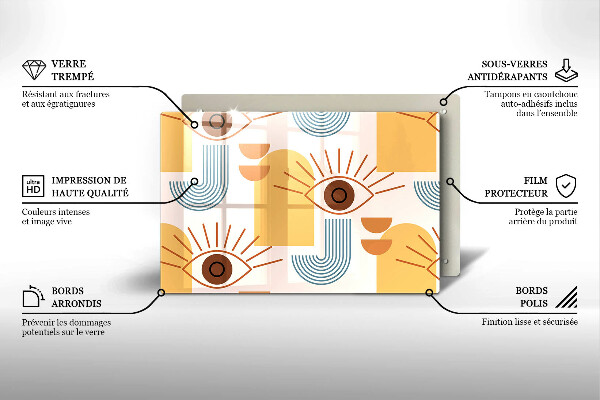 Sklo za varnú dosku Boho vzor očí