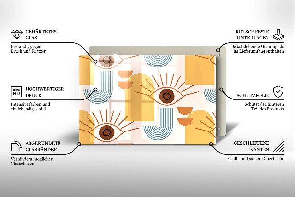 Sklo za varnú dosku Boho vzor očí