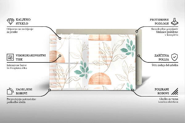 Sklo za varnú dosku Vzor boho listov