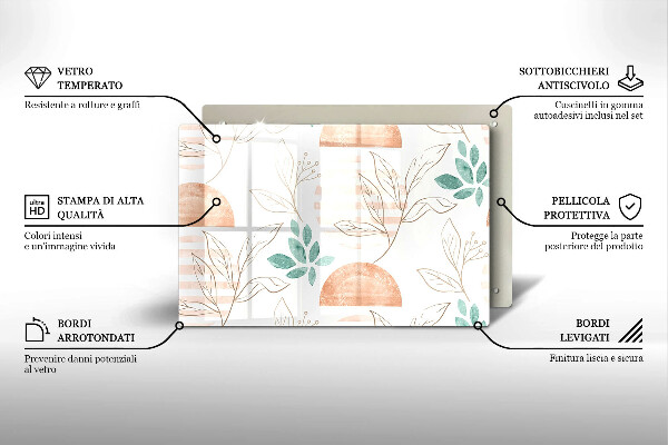 Sklo za varnú dosku Vzor boho listov