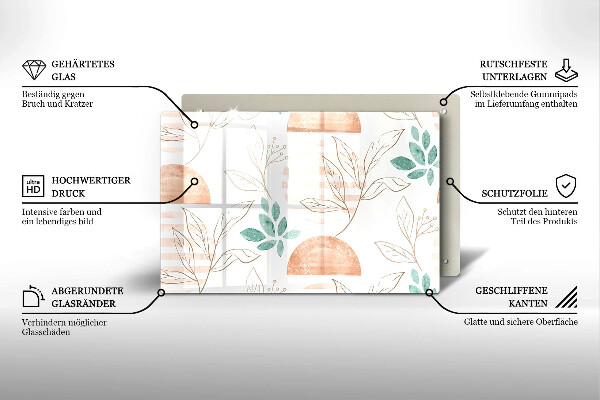 Sklo za varnú dosku Vzor boho listov