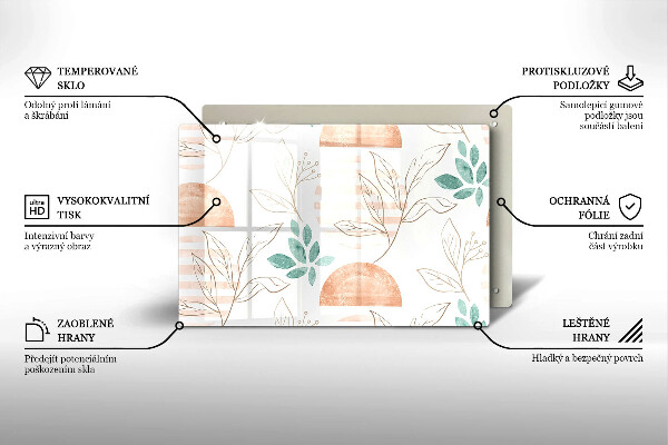Sklo za varnú dosku Vzor boho listov